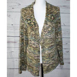 Coldwater Creek Green Multi Cardigan Ribbon Floral